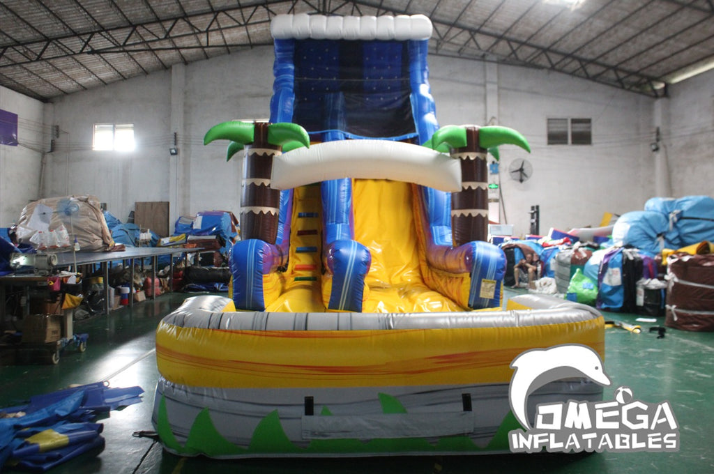 18FT Tropical Wave Marble Inflatable Water Slide