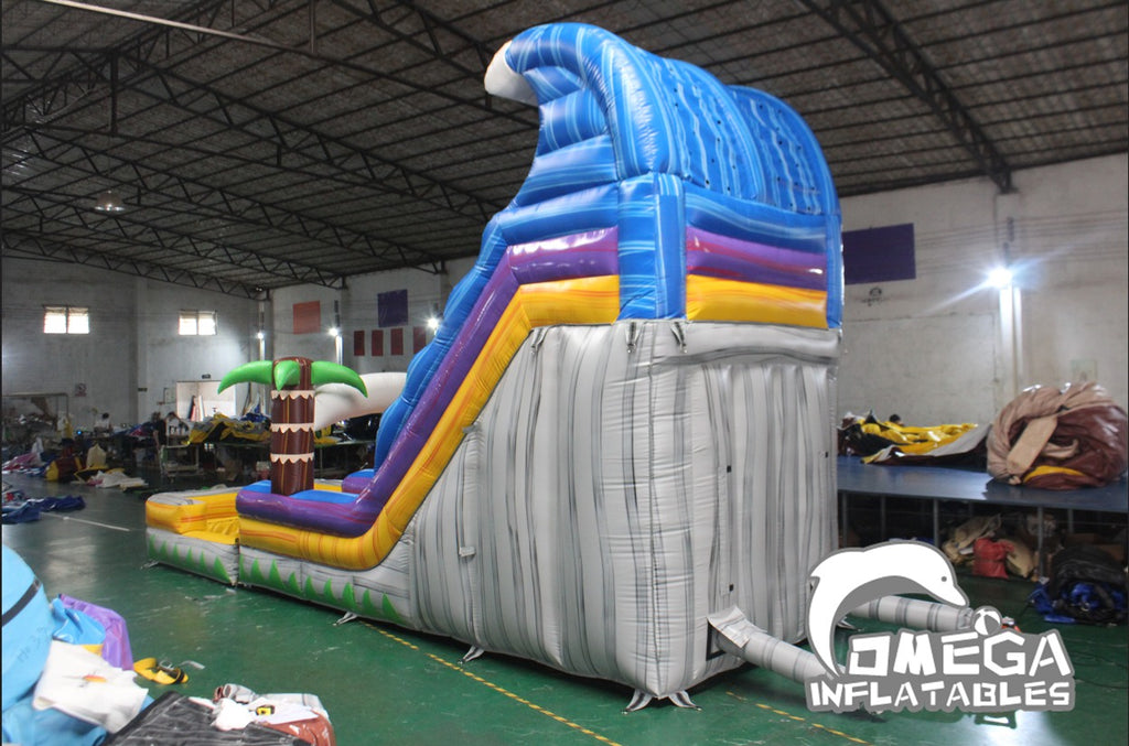 18FT Tropical Wave Marble Inflatable Water Slide