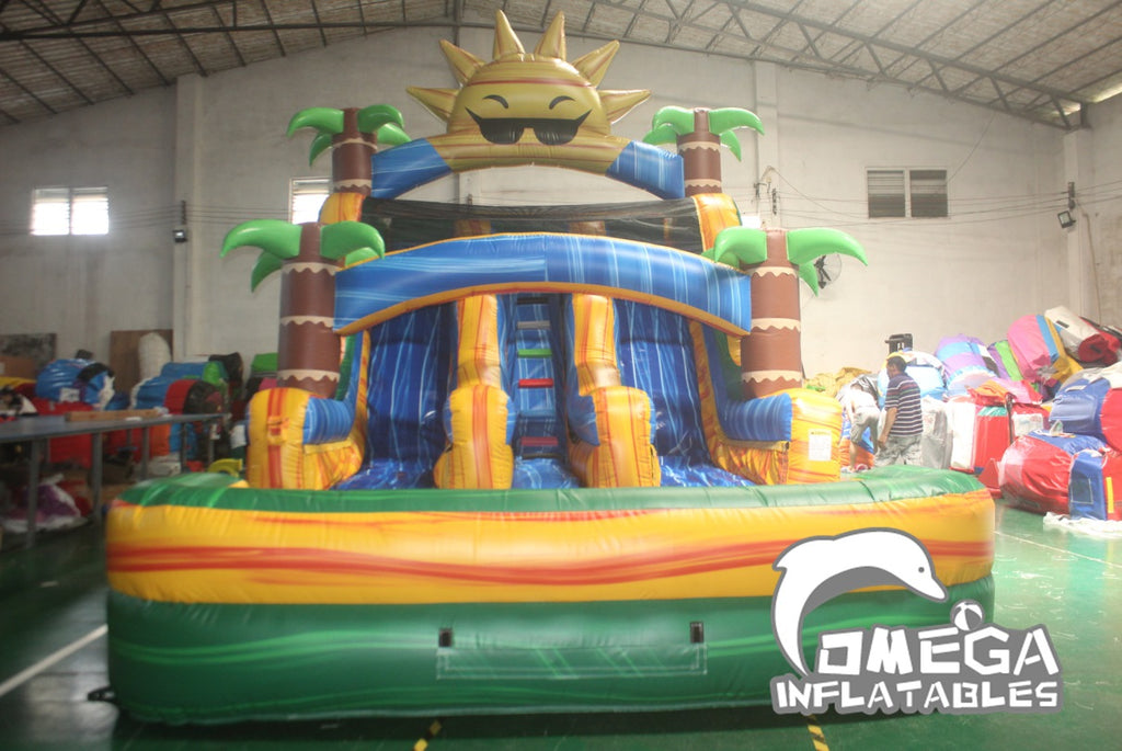 18FT Marble Sunshine Double Lane Water Slide