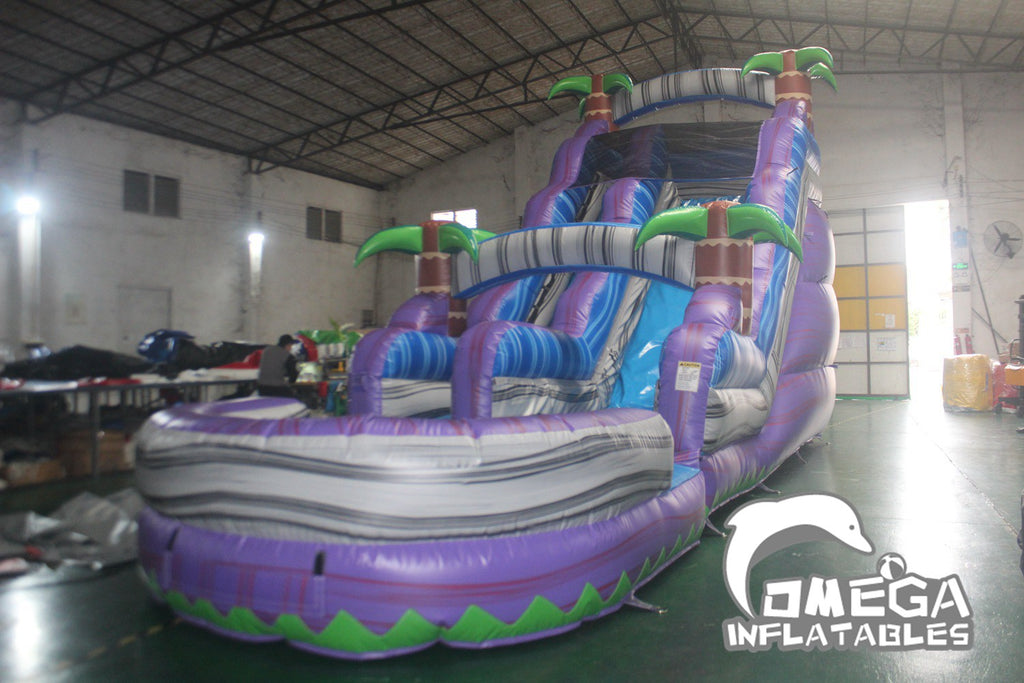 Commercial Inflatable 18FT Purple Tropical Wet Dry Slide
