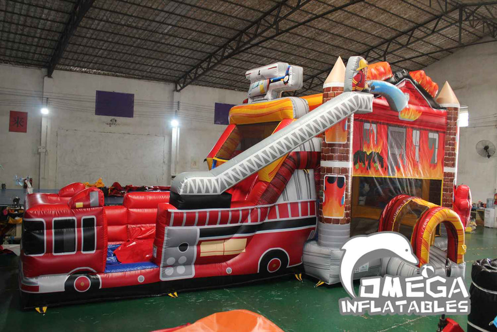 Inflatable Fire House Wet Dry Combo For Sale
