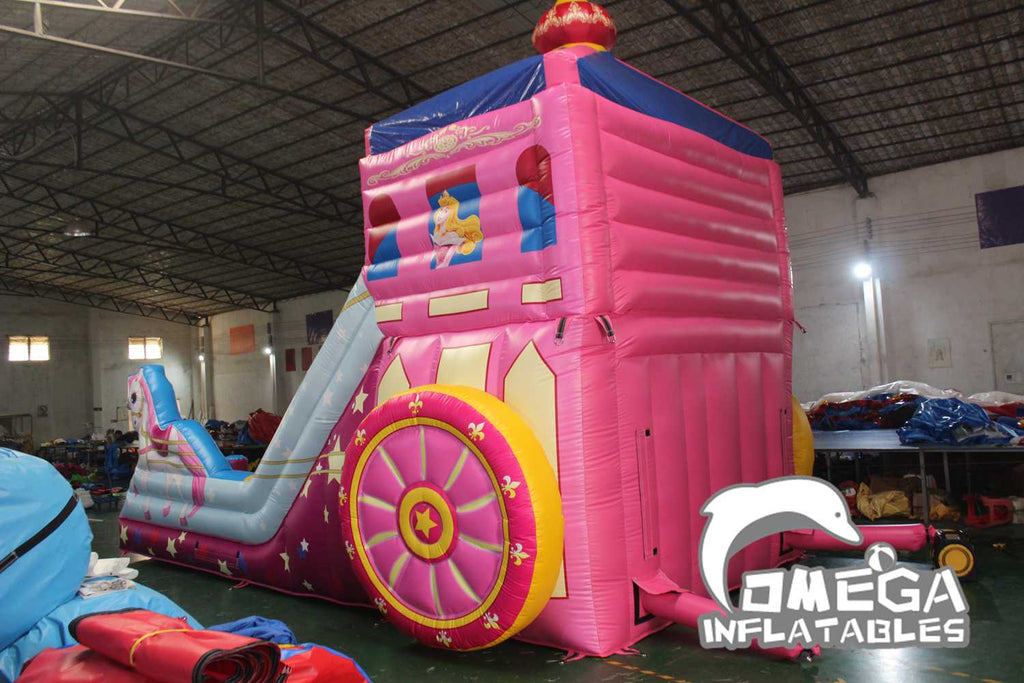 Inflatable Princess Carriage Dry Slide For Sale