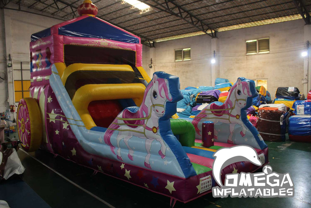 Inflatable Princess Carriage Dry Slide For Sale