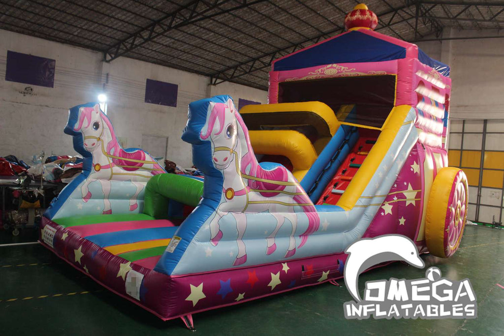 Inflatable Princess Carriage Dry Slide For Sale