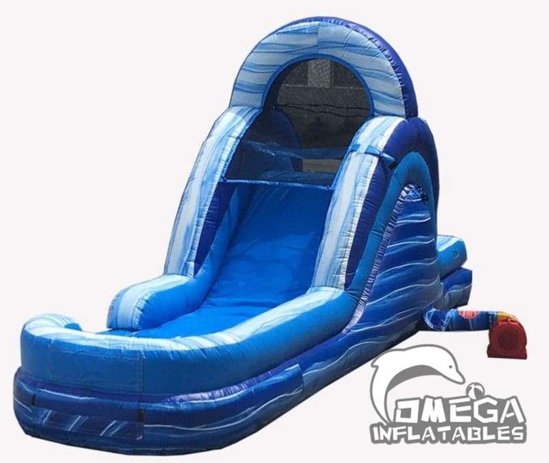 12FT Blue Marble Rear Entry Wet Dry Inflatable Slide
