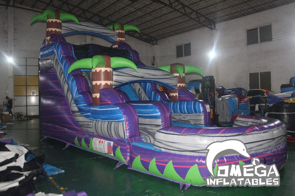 14FT Purple Tropical Commercial Inflatable Wet Dry Slide