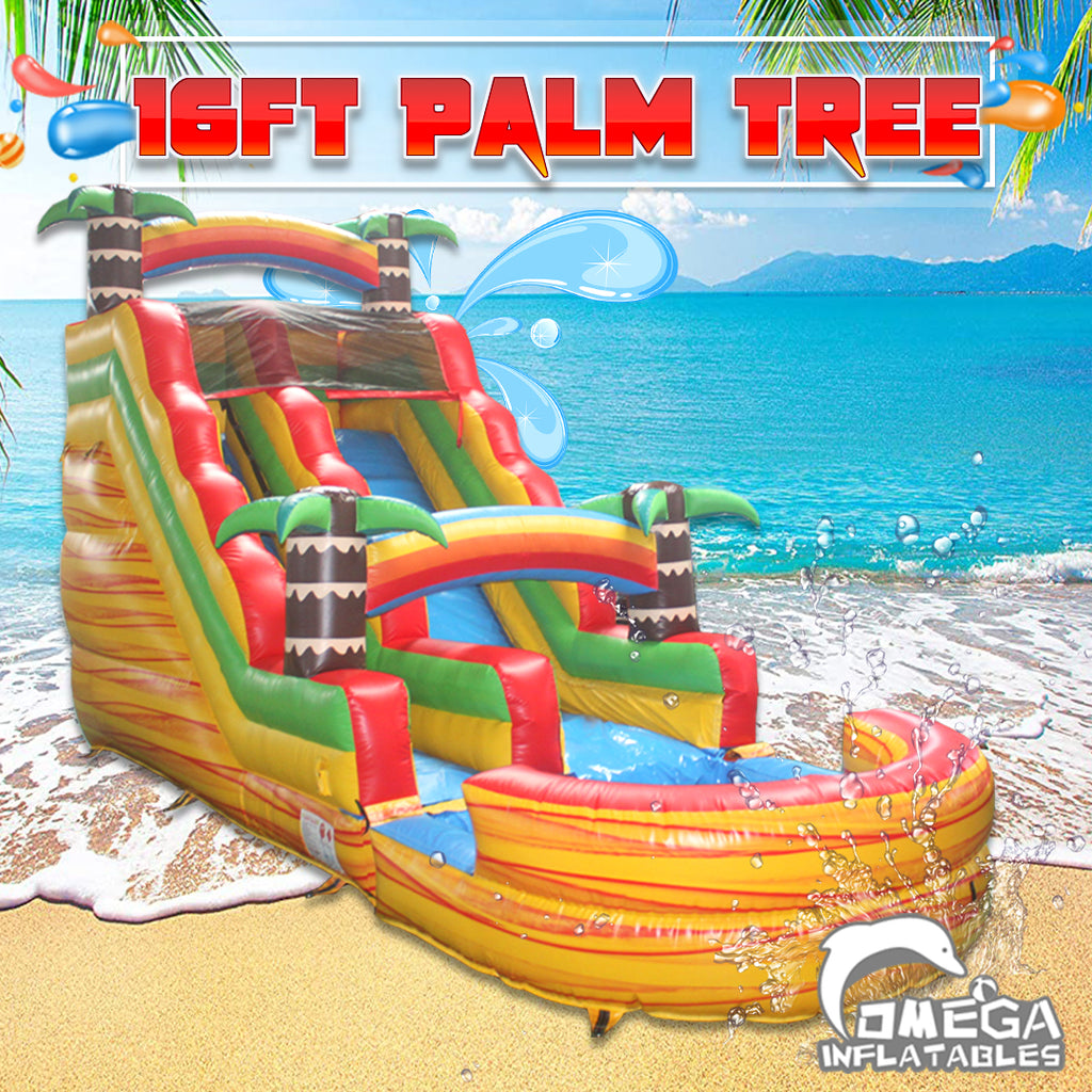 16FT Rainbow Palm Tree Commercial Water Slide