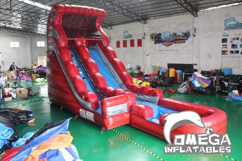 18FT Marble Red Wet Dry Slide - Omega Inflatables Factory