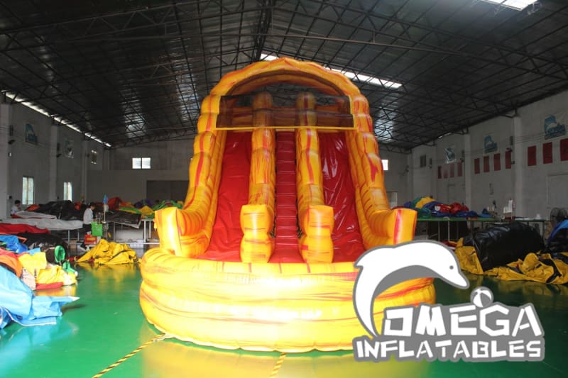 18FT Lava Fall Dual Lane Water Slide