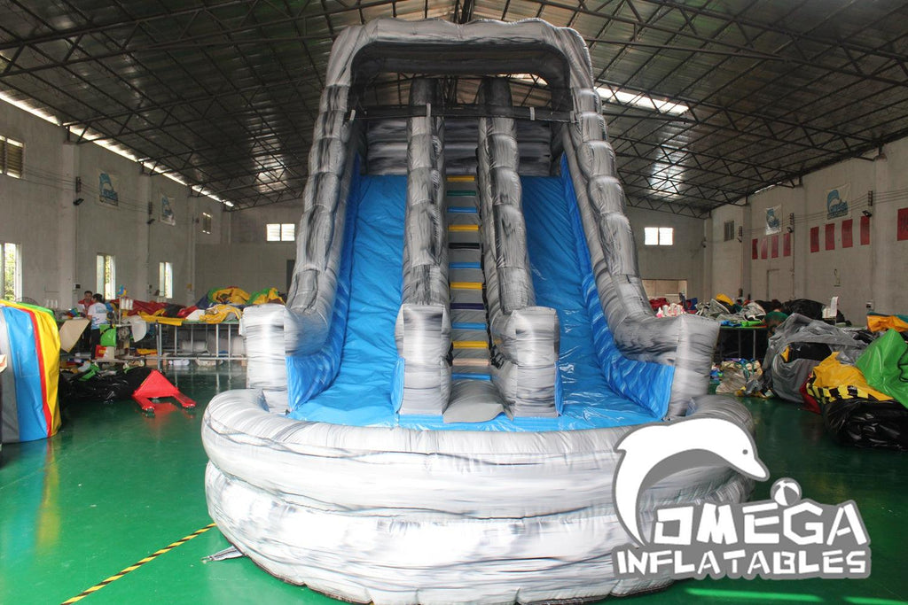 20FT Grey Rock Dual Lane Water Slide for Sale - Omega Inflatables Factory