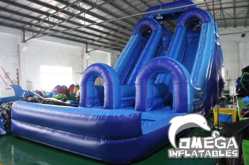 20FT Blue Marble Double-Arch Water Slide
