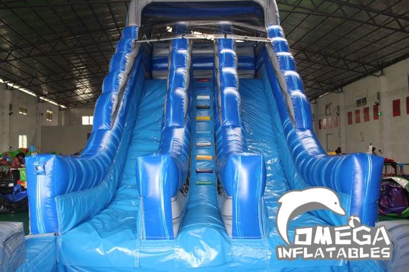 20FT Blue Rock Dual Lane Water Slide