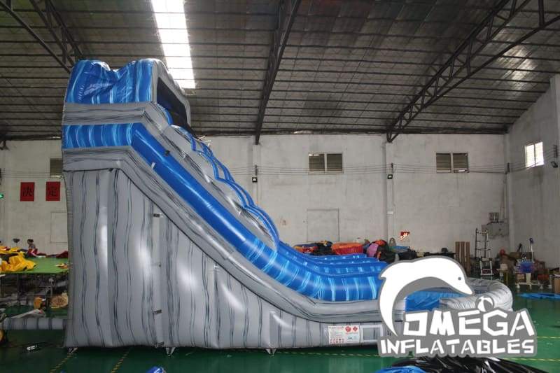 20FT Blue Rock Dual Lane Water Slide