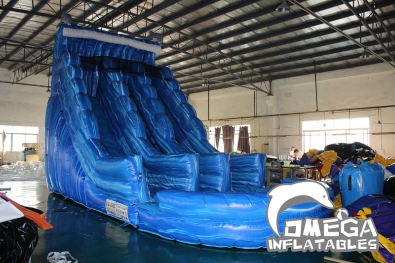 20FT Dolphin Marble Dual Lane Water Slide - Omega Inflatables Factory