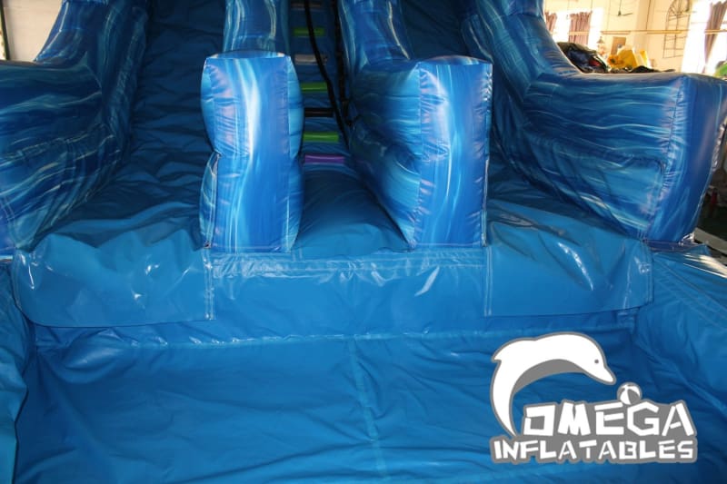 20FT Dolphin Marble Dual Lane Water Slide - Omega Inflatables Factory
