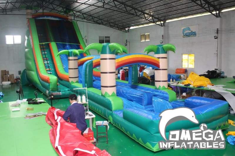 27FT Tropical Dual Lane Water Slide