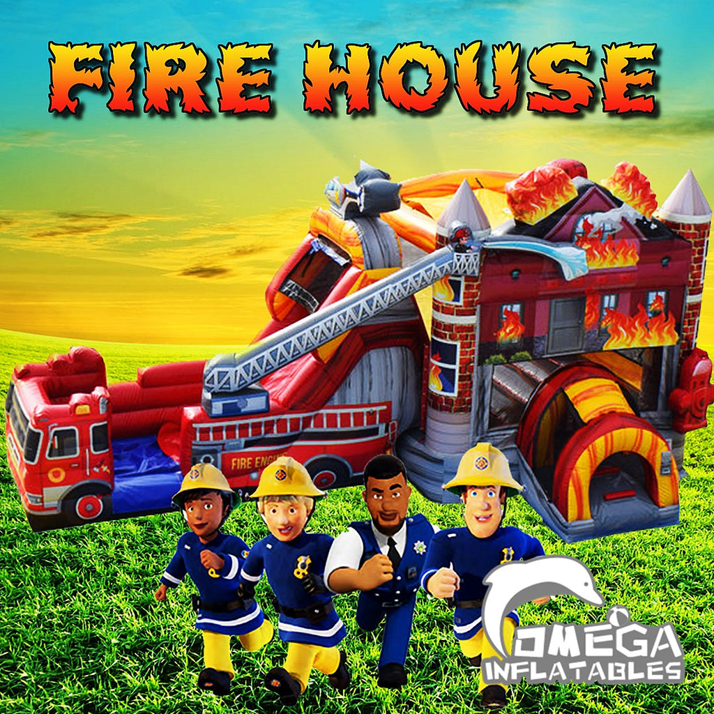 Inflatable Fire House Wet Dry Combo For Sale