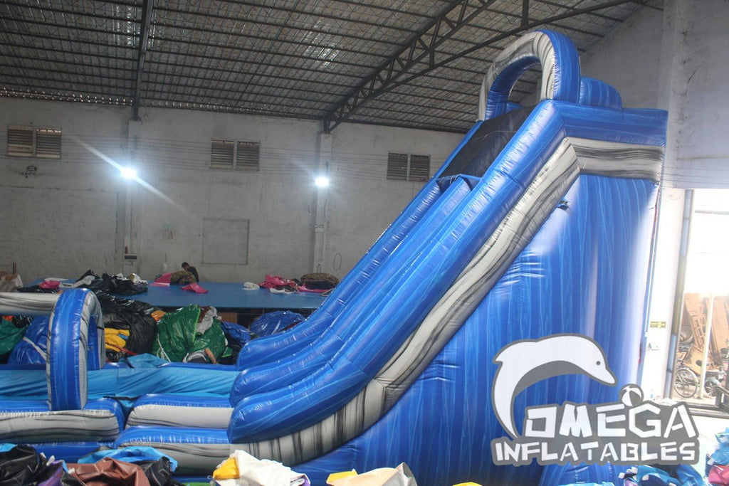 22FT Marble Blue Inflatable Water Slide - Omega Inflatables Factory