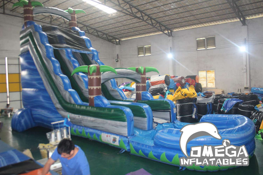 22FT Tropical Marble Blue Water Slide