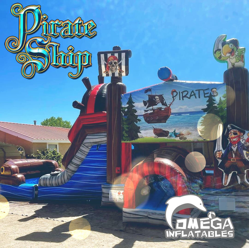 Commercial Inflatable Pirate Ship Wet Dry Combo