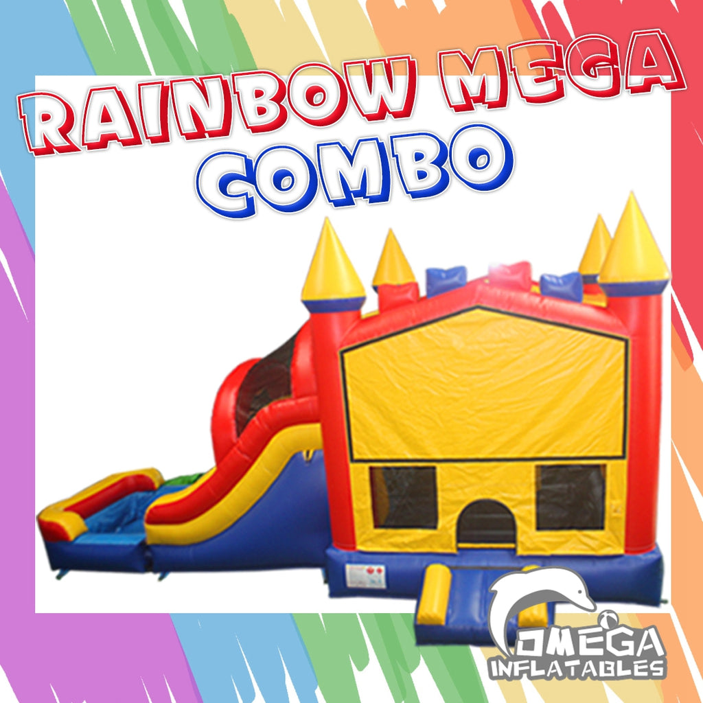 Rainbow Mega Wet Dry Combo Commercial Inflatables for Sale