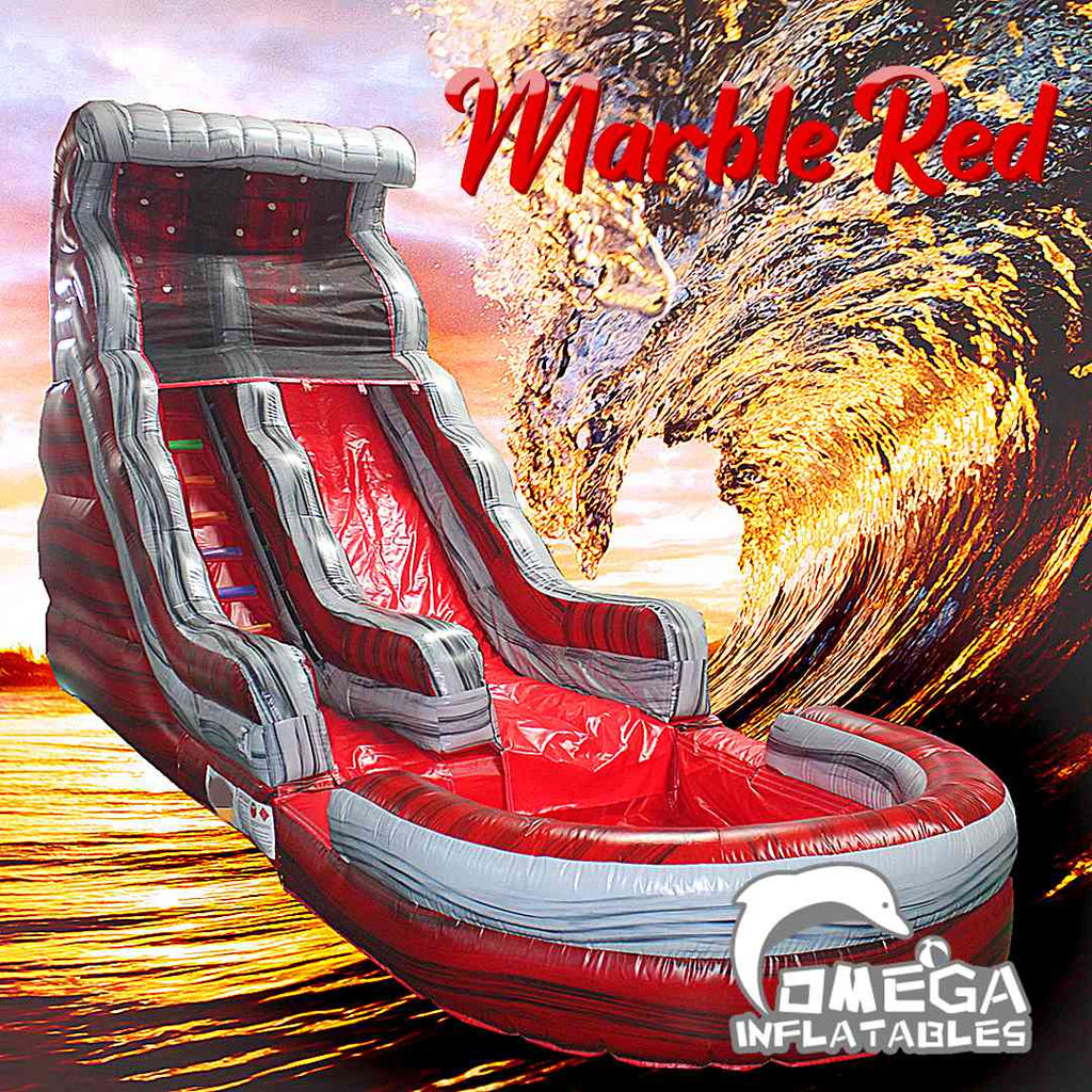 18FT Marble Red Commercial Inflatables Water Slide