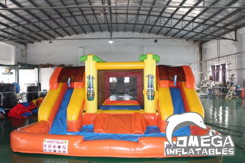 Tropical Bouncy Slide with Big Pool